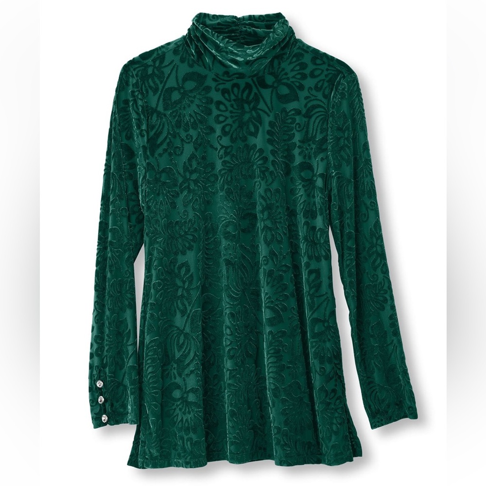 Soft Surroundings Walden Velvet Burnout Turtleneck Top M